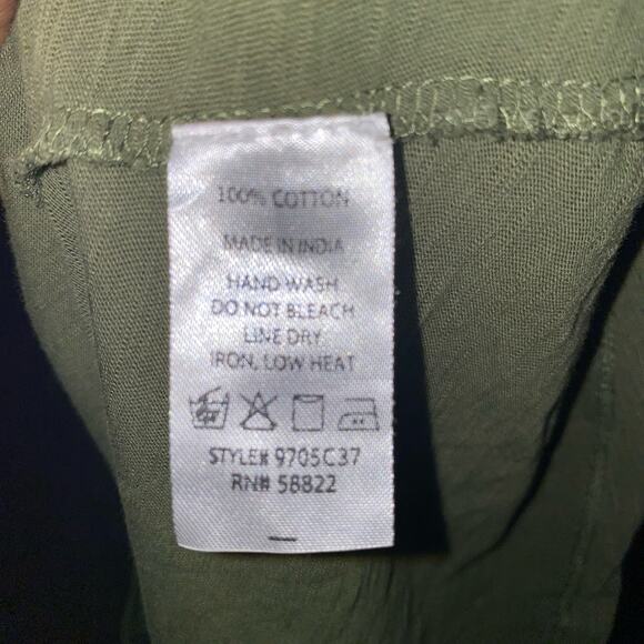 Max Studio Green Embroidered Tie Hem Boho Peasant Top Size L - Picture 5 of 5